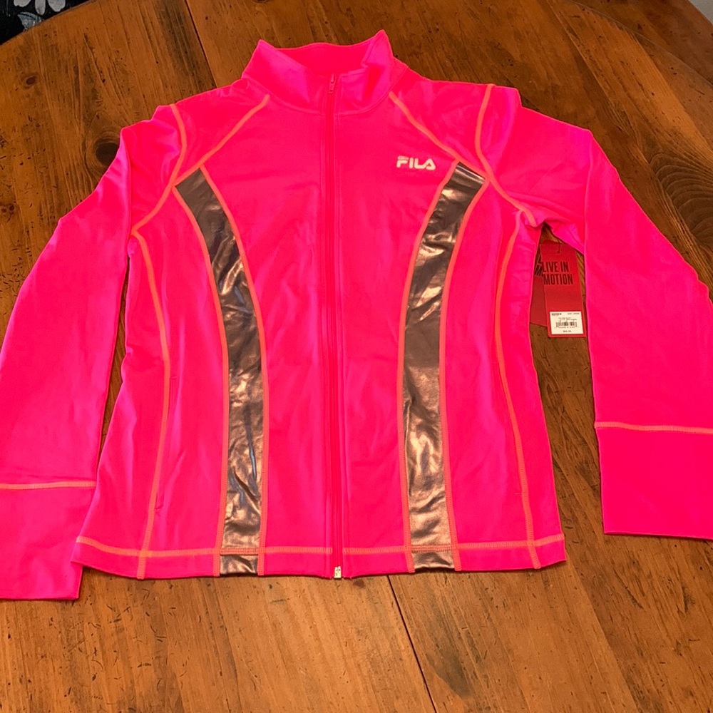 Fila Athletic Zip Up Neon Pink Jacket New With Tags NWT Size Large